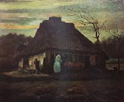Vincent Van Gogh Cottage at Nightfall (nn04) oil painting on canvas